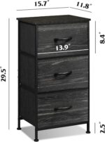 WLIVE Nightstand with 3 Drawers, Fabric Dresser, Organizer Unit, Storage Dresser for Bedroom, Hallway, Entryway, Closets, Steel Frame, Wood Top, Easy Pull Handle, Charcoal Black Wood Grain Print - Image 4