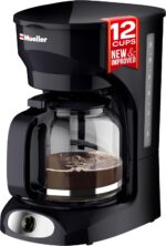 Mueller 12-Cup Drip Coffee Maker - Borosilicate Carafe, Auto-Off, Reusable Filter, Anti-Drip, Keep-Warm Function, Clear Water Level Window Coffee Machine, Kitchen Essentials & Accessories - Image 2