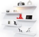 RICHER HOUSE 5 Set White Floating Shelves, Modern Picture Ledge Shelf with Lip for Wall Storage in Nursery, Bedroom, Living Room, Bathroom - Image 2