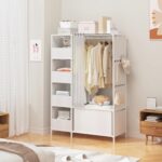 MOYIPIN Portable Closet，Free Standing Wardrobe Closet with Hanging Rod and Curtain，Clothes Storage Organizer, for Cloakroom, Bedroom，40.55 x 16.73 x 65.35Inches，White - Image 6