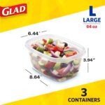 Glad Food Storage Containers, Deep Dish, 64 Ounce, 3 Count - Image 6
