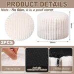 2 Pcs 20 x 15 Inch Unstuffed Pouf Cover Ottoman Foot Rest - No Filler, Faux Rabbit Fur Foot Stool Floor Bean Bag Floor Chair Storage for Living Room Bedroom Home Decor(Beige) - Image 3