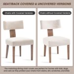 HNY Mid Century Modern Dining Chairs Set of 6, Farmhouse Linen Fabric Upholstered Accent Curved Backrest Kitchen Chairs, with Hardwood Frame, Beige, Linen - Image 8