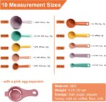 Plastic Measuring Cups and Spoons Set - 10 Pcs Colorful Kitchen Measuring Tool, Engraved Metric/US Markings Stackable Silicone Measure Cup for Liquid & Dry Measuring, Cooking & Baking, Random Color - Image 3