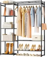 Wardrobe Closet, Portable Clothing Rack for Hanging Clothes, Free Standing Closet Organizers and Storage System with 4 Tiers Shelves for Cloakroom Bedroom, Black - Image 2