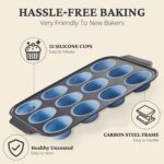 Silicone Muffin Pans for Baking with Metal Frame, Egg Bite Molds, Cupcake Pans 12 Regular Size, Muffin Tins Easy to Pop Nonstick Non Toxic Bakeware for Oven,Blue - Image 7