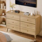 6 Drawer Dresser,47" Wide Mid Century Modern Chest of Drawers,Wooden Bedroom Drawer Dresser with 6 Storage Drawers for Bedroom,Living Room,with Anti-Tipping Device,Wood - Image 6