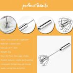 Stainless Steel Egg Whisk, Hand Push Rotary Whisk Blender, Versatile Milk Frother, Hand Push Mixer Stirrer for Blending, Whisking, Beating & Stirring (12in) - Image 6