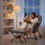 Welnow Lazy Chair with Ottoman, Modern Lounge Accent Chair with Armrests and a Side Pocket, Leisure Sofa Armchair, Reading Armchair with Footrest for Small Space, Dark Grey - Image 7