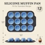 Silicone Muffin Pans for Baking with Metal Frame, Egg Bite Molds, Cupcake Pans 12 Regular Size, Muffin Tins Easy to Pop Nonstick Non Toxic Bakeware for Oven,Blue - Image 8