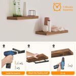 HOOBRO Floating Shelves for Wall, Wall Mounted Shelf Set of 2, 15.7" Hanging Shelf with Invisible Brackets, for Wall in Bathroom, Bedroom, Toilet, Kitchen, Living Room, Office, Rustic Brown BF40BJ01 - Image 8