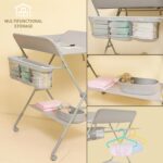 KARAOK Baby Changing Table with Wheels, Portable Diaper Changing Station with 4-Level Height Adjustment & Storage Rack for Newborn, Infant(Light Grey) - Image 4