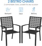 Yaheetech Outdoor Patio Dining Chairs Set of 2 with Armrests and Metal Frame, Heavy-Duty Metal Black Outdoor Chairs Stackable for Garden, Lawn and Yard - Image 6
