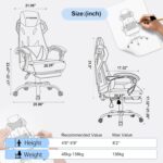 GTRACING Gaming Chair, Computer Chair with Mesh Back, Ergonomic Game Chair with Footrest, Reclining Game Chair with Adjustable Headrest and Lumbar Support for Gaming and Office (White) - Image 3