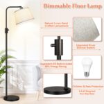 【Upgraded】 Dimmable Floor Lamp, 1000 Lumens LED Edison Bulb Included, Arc Floor Lamps for Living Room Modern Standing Lamp with Linen Shade, Tall Lamp for Bedroom Office Dining Room- Black - Image 5