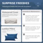 Patio Furniture Outdoor Couch 3 Seater Sofa Outdoor Brown Wicker Sofa Deep Seat High Backrest Patio Couch with Non-Slip Cushions and Waterproof Cover, Navy Blue - Image 6