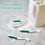Scrub Brush Set, 4 Pack Deep Cleaning Brush Kit - 2 Scrub Brush, 2 Tile & Grout Brush with Built-in Scraper, Household Commercial Scrubber for Floor, Shower, Pool Wall, Tub (Green) - Image 6