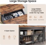 SEDETA 31.5" Lift Top Coffee Table with Storage, Square Coffee Tables for Living Room, Farmhouse Coffee Table with Large Hidden Storage Compartment and Adjustable Shelves, Black - Image 8