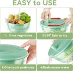 YUANYE Salad Spinner Large, 3 IN 1 Vegetable and Fruit Washing Bowl with Strainer, Lettuce Spinner with 5 Blades Slicer, Egg Yolk Strainer, Salad Bowl for Efficient Salad Preparation, 5.3 Qt - Image 7