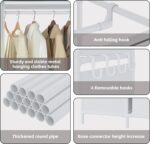 MOYIPIN Portable Closet，Free Standing Wardrobe Closet with Hanging Rod and Curtain，Clothes Storage Organizer, for Cloakroom, Bedroom，40.55 x 16.73 x 65.35Inches，White - Image 4