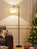 Ambimall 60" Floor Lamps for Living Room with 3 Color Temperatures Bulb & Adjustable Linen Shade, Tall Lamp for Living Room Bedroom Office Classroom Dorm Room(9W Bulb Included) - Image 6