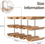 Countertop Wine Rack - 12 Bottle Freestanding Wine Bottle Holder Stand - 3 Tier Wooden Wine Storage Rack - Wavy Wine Organizer for Cabinet Pantry Home Kitchen Bar - Image 5