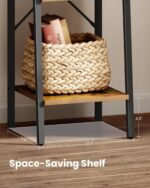 Ladder Shelf, Bookshelf Bookcase, Freestanding Corner Storage Shelve with 2 Hooks for Home Office, Living Room, Kitchen, Bedroom, Industrial, 5-Tier Rustic Brown BC03201B - Image 8