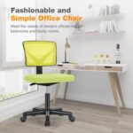Sweetcrispy Office Computer Desk Chair, Ergonomic Low-Back Mesh Rolling Work Swivel Chairs with Wheels, Armless Comfortable Seat Lumbar Support for Home, Bedroom, Study, Student, Adults, Green - Image 9