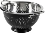 GoodCook Gourmet Colander, 5qt capacity, Stainless Steel with Handles and Elevated Pedestal Foot, Bold Black - Image 5
