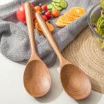 Wood Spoon, Healthy Acacia Wooden Cooking Spoons, Durable Kitchen Serving Spoon Scooper, Non Scratch Wood Ladle Tableware For Cooking, Serving Salad, Stirring Soup, Easy to use - Image 8
