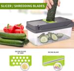 Vegetable Chopper,Senbowe Multifunctional 13-in-1 Food Choppers Onion Chopper Vegetable Slicer Cutter Dicer Veggie chopper with 8 Blades,Colander Basket,Container for Salad Potato Carrot Garlic - Image 8