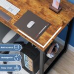 DUMOS 40 Inch Office Small Computer Desk Modern Simple Style Writing Study Work Table for Home Bedroom - Wood Brown - Image 5