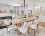 HNY Mid Century Modern Dining Chairs Set of 6, Farmhouse Linen Fabric Upholstered Accent Curved Backrest Kitchen Chairs, with Hardwood Frame, Beige, Linen - Image 4