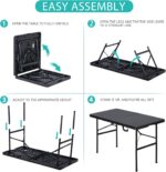 Folding Event Table, Heavy Duty Picnic Table Indoor Outdoor Camping, 4FT Portable w Handle Lock for Banquet, Black - Image 7