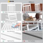 Outvita Outdoor Rocking Chair, Solid Wood High Back Rocker, All Weather Lounge Chair for Porch Patio Fire Pit Garden Backyard Deck Indoor, Wave Shape, White - Image 8