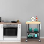 Origami Folding Kitchen Cart on Wheels, 3-Tier Foldable Rolling Cart - Chefs Outdoor Cart for Wine and Food, Microwave Cart, Plating Shelf - Image 6