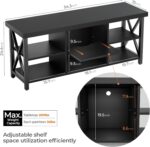 GreenForest TV Stand for TV up to 65 inches, Entertainment Center with 6 Storage Cabinet for Living Room, 55 inch Farmhouse Television Stands Console Table, Industrial TV stands for Living Room, Black - Image 4