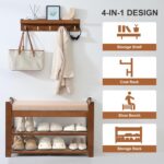 Shoe Rack for Front Door Entrance, 28” Entryway Bench with Coat Rack, Hall Tree Shoe Bench with Storage for Entry, Hallway, Bedroom, Living Room - Image 5