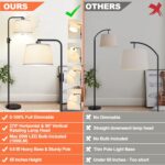 【Upgraded】 Dimmable Floor Lamp, 1000 Lumens LED Edison Bulb Included, Arc Floor Lamps for Living Room Modern Standing Lamp with Linen Shade, Tall Lamp for Bedroom Office Dining Room- Black - Image 3