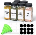 ComSaf 6Pcs 4oz Glass Spice Jars with Shaker Lids, 21 Labels, Spice Jars Trial Set & Supplement Set, Empty Spice Containers and Square Spice Bottles for Kitchen and Seasoning - Image 2