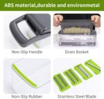 Vegetable Chopper,Senbowe Multifunctional 13-in-1 Food Choppers Onion Chopper Vegetable Slicer Cutter Dicer Veggie chopper with 8 Blades,Colander Basket,Container for Salad Potato Carrot Garlic - Image 9