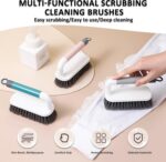 Scrub Brush, Scrubbing Cleaning Brushes, Heavy Duty Cleaning Brushes with Handle, for Shower, Bathroom, Carpet, Kitchen and Bathtub Scrubber, 2 Pack (Grey) - Image 3