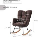 Nursery Rocking Chair, Teddy Fabric Upholstered Glider Rocker with High Backrest, Modern Rocking Accent Chairs Comfy Side Chair for Nursery, Bedroom, Living Room (Brown) - Image 3