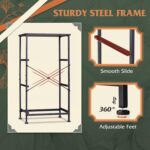 WLIVE Nightstand with 3 Drawers, Fabric Dresser, Organizer Unit, Storage Dresser for Bedroom, Hallway, Entryway, Closets, Steel Frame, Wood Top, Easy Pull Handle, Charcoal Black Wood Grain Print - Image 9