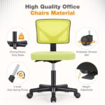 Sweetcrispy Office Computer Desk Chair, Ergonomic Low-Back Mesh Rolling Work Swivel Chairs with Wheels, Armless Comfortable Seat Lumbar Support for Home, Bedroom, Study, Student, Adults, Green - Image 7