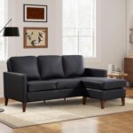 EBELLO Sectional Sofa Couch, L Shaped Couch Faux Leather with Reversible Chaise, Lounge Sofa for Living Room Apartment Small Space, Black - Image 2