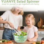 YUANYE Salad Spinner Large, 3 IN 1 Vegetable and Fruit Washing Bowl with Strainer, Lettuce Spinner with 5 Blades Slicer, Egg Yolk Strainer, Salad Bowl for Efficient Salad Preparation, 5.3 Qt - Image 9