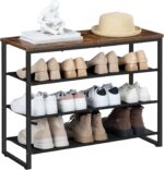 HOOBRO Shoe Rack, 4 Tier Shoe Storage Organizer with 3 Oxford Fabric Shelves and Top Panel, Holds 12-16 Pairs of Shoes for Entryway and Closet, Industrial, Rustic Brown BF47XJ01G1 - Image 9