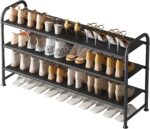 Shoe Rack 3 Tier Long Storage Organizer Wide Metal Shoe Shelf for Closet Entryway Black - Image 2