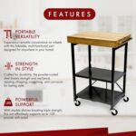 Origami Folding Kitchen Cart on Wheels, 3-Tier Foldable Rolling Cart - Chefs Outdoor Cart for Wine and Food, Microwave Cart, Plating Shelf - Image 3